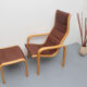 1980s relax-chair with footstool, Yngve Ekström for Swedense