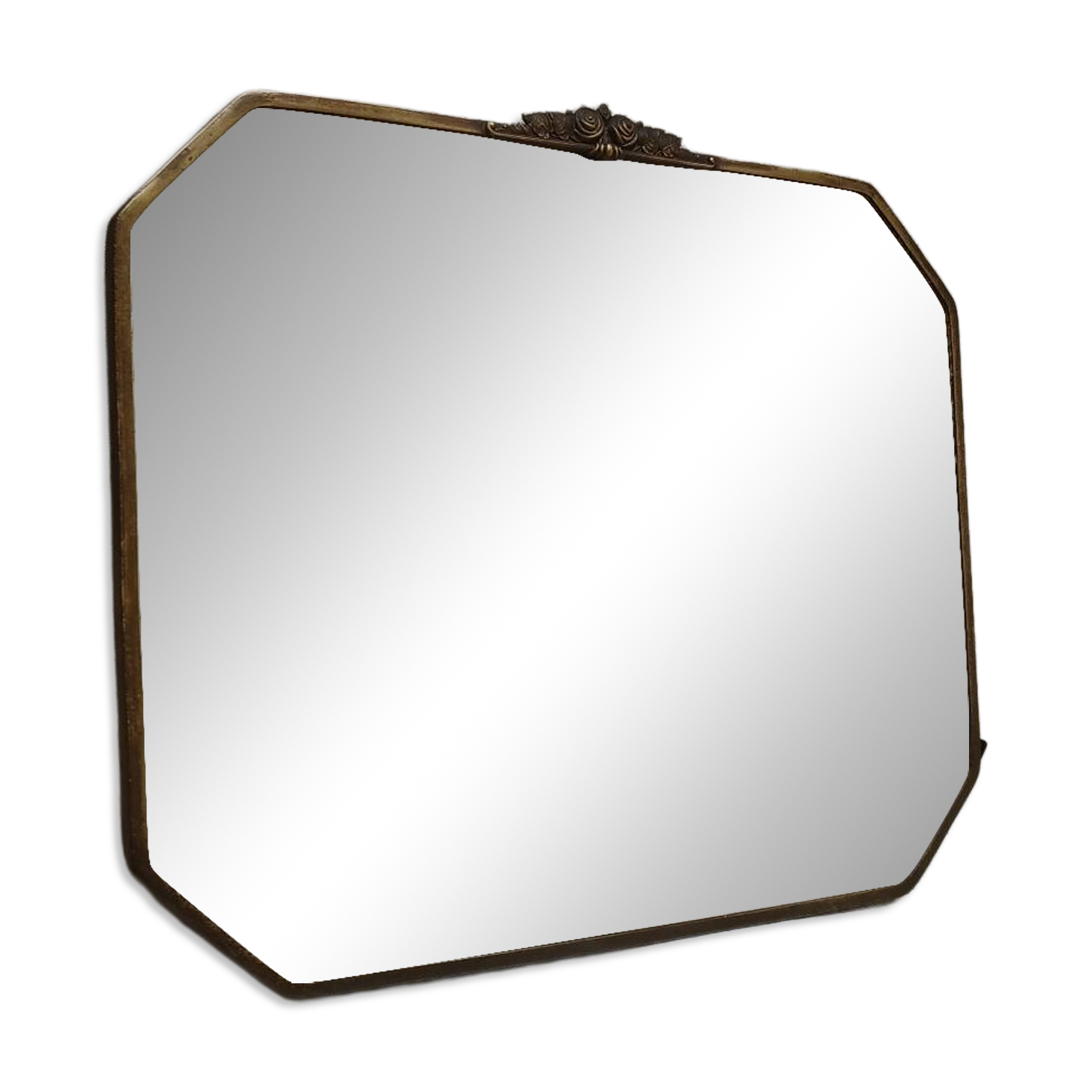 Bevelled mirror with brass frame Art Deco