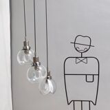 Murano glass and varnished metal 3-light pendant by Toni Zuccheri for Venini