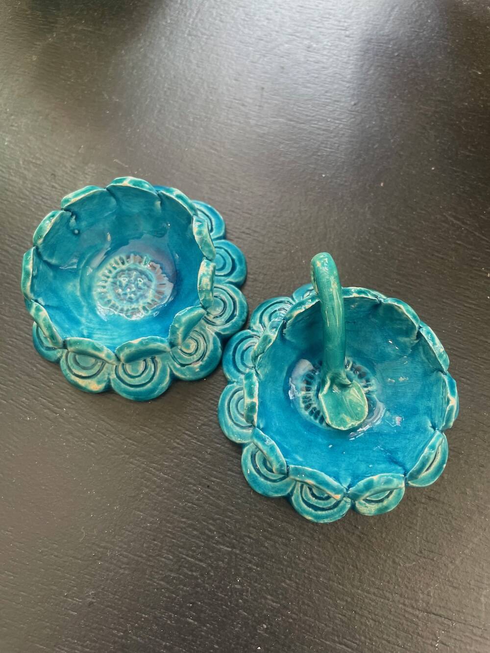 Blue ceramic salt and pepper shaker