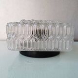 Vintage square glass ceiling lamp, 70s