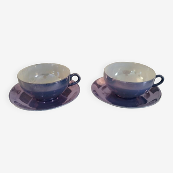 Iridescent fine chinese porcelain tea cups and saucers