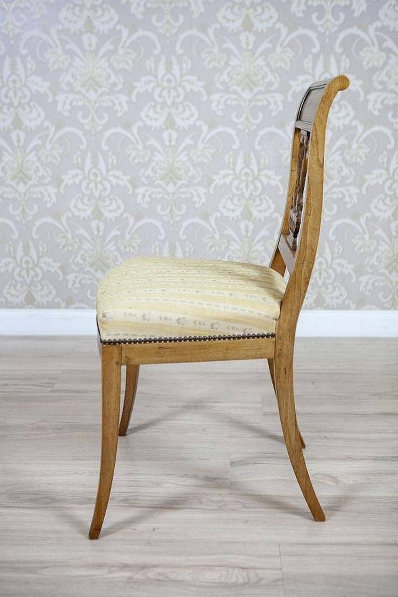 Set of 2 Ash Chairs in White Upholstery, 1950s
