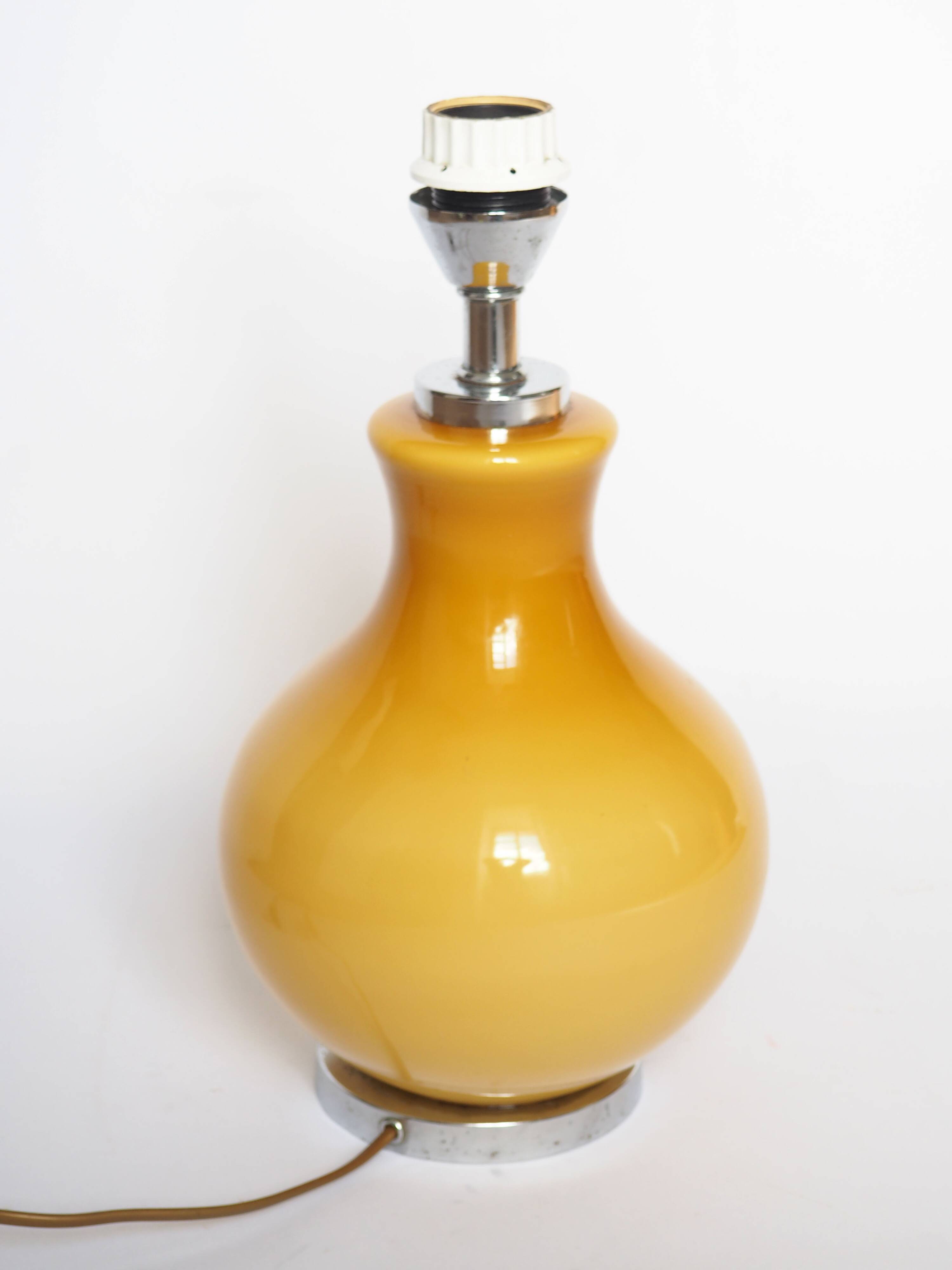 Mustard orange glass lamp base