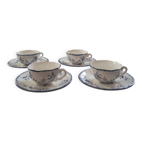 Set Sarreguemines Lancaster – 4 tasses et 4 soucoupes – années 50