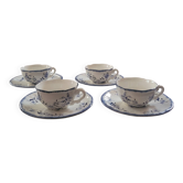 Sarreguemines Lancaster Set – 4 cups and 4 saucers – 1950s