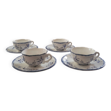 Sarreguemines Lancaster Set – 4 cups and 4 saucers – 1950s