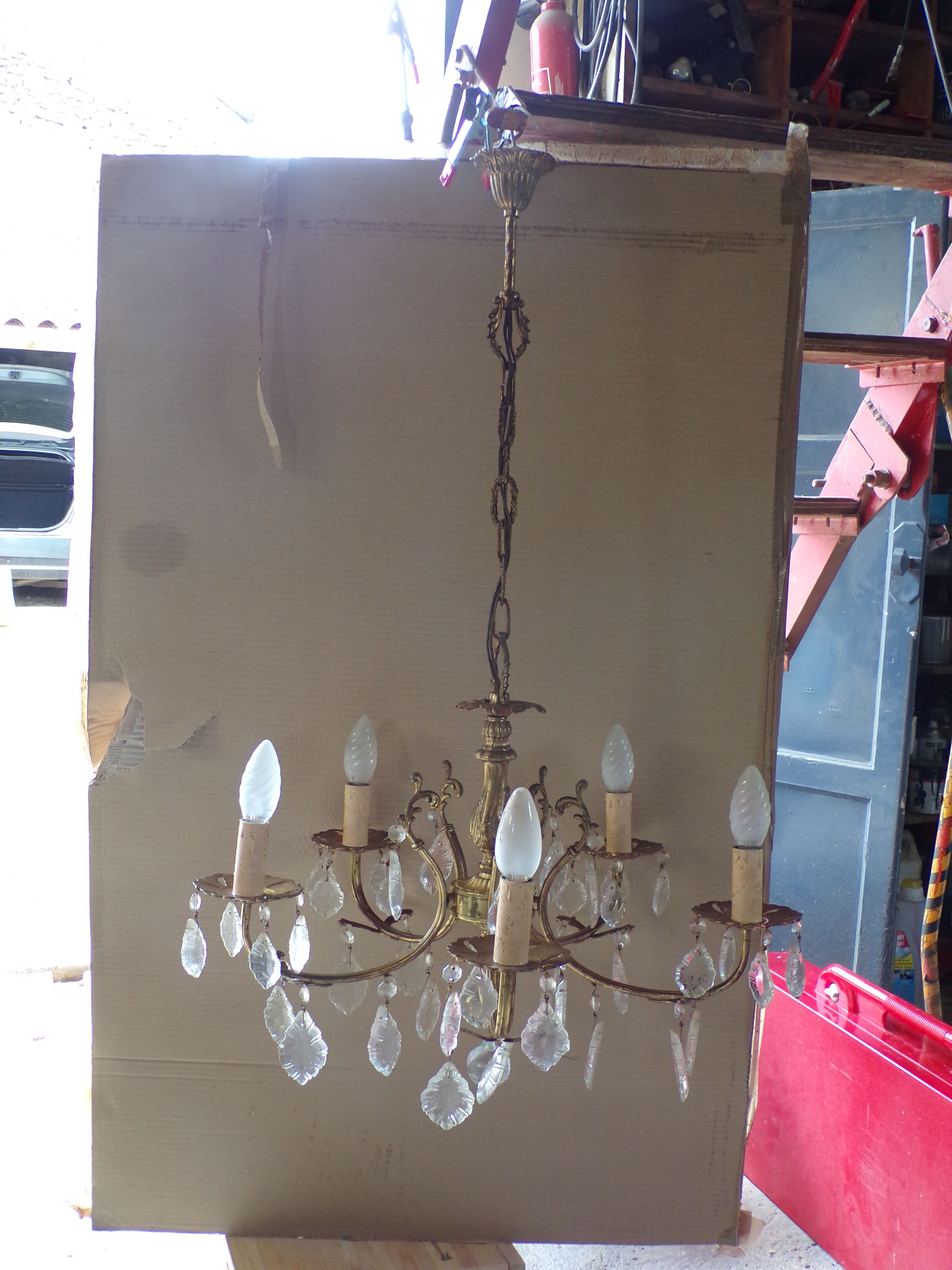 Chandelier has tassels