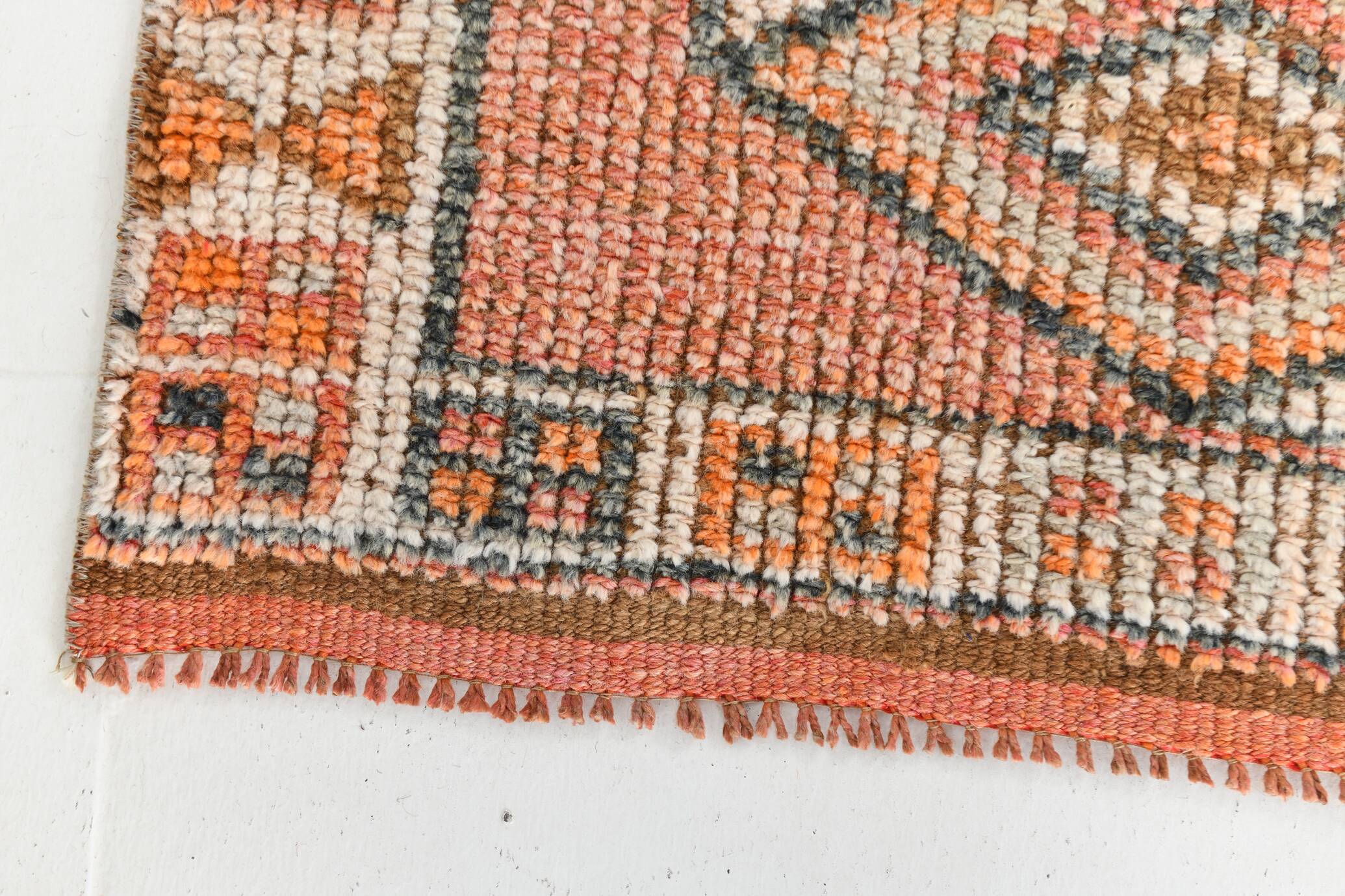 3x11 Salmon & Orange Muted Color Turkish Runner Rug, 92x336 Cm