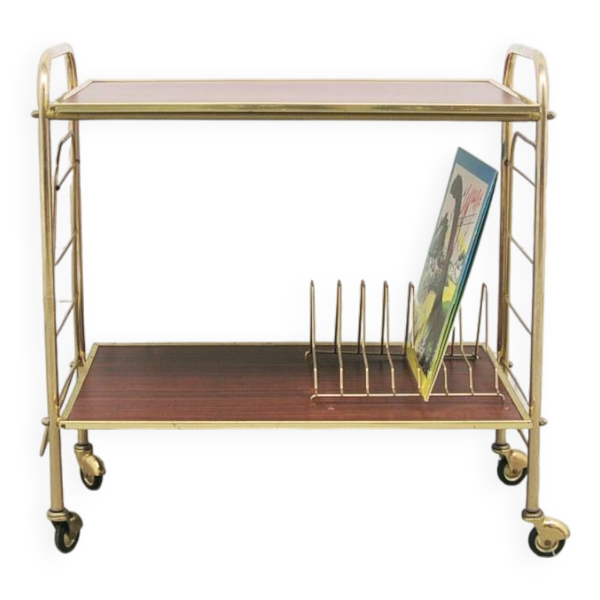 brass vintage LP trolley