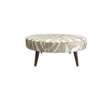 Coffee table, wooden work table, durable table, padded pouf.