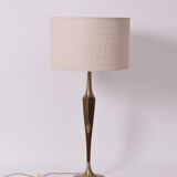 Pair of iron and wood lamps, 1970s.