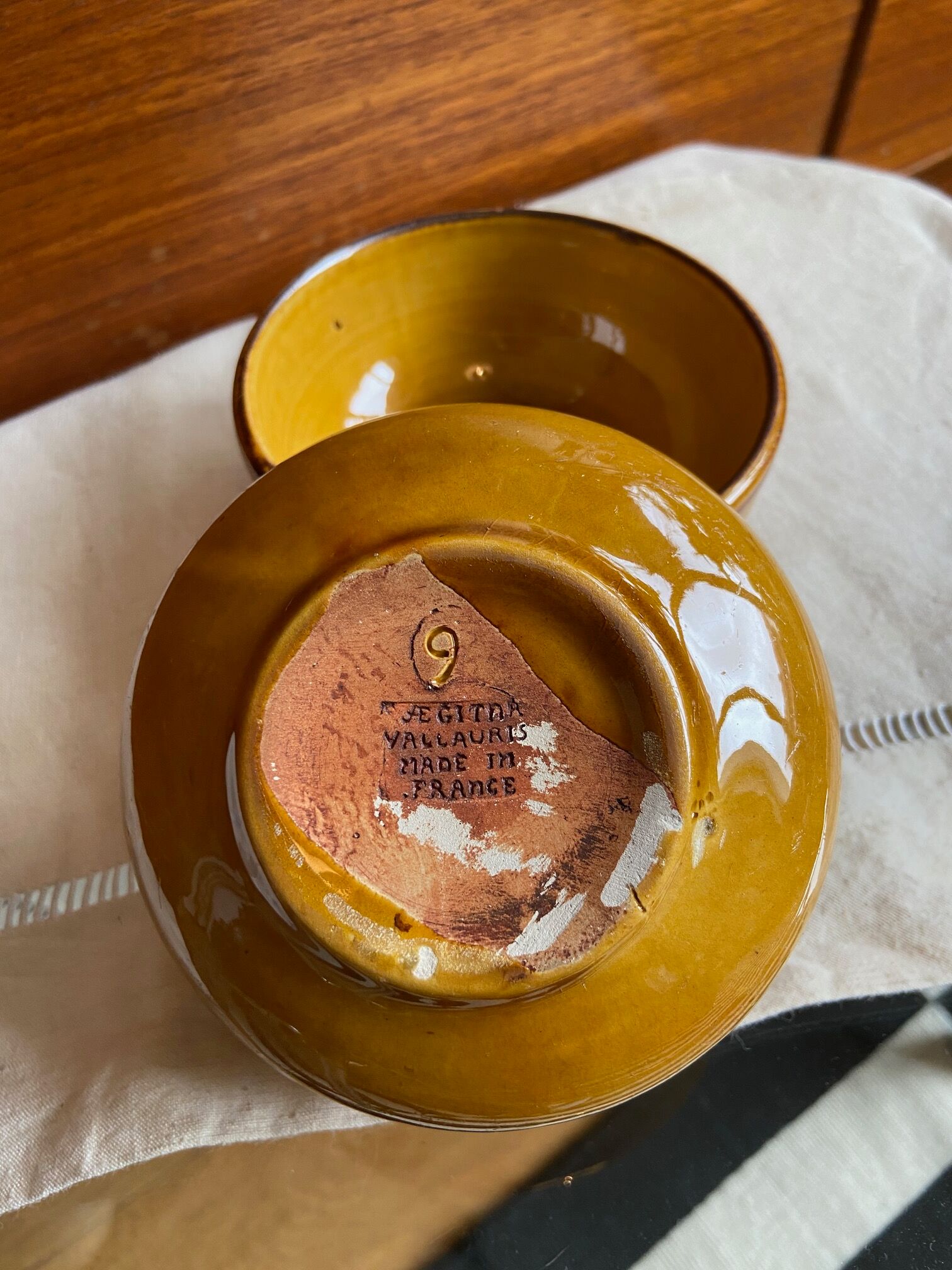Pair of enamelled bowls Vallauris