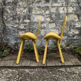 Chaises brutaliste ocre jaune 1960