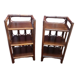 Pair of vintage rattan bedside tables