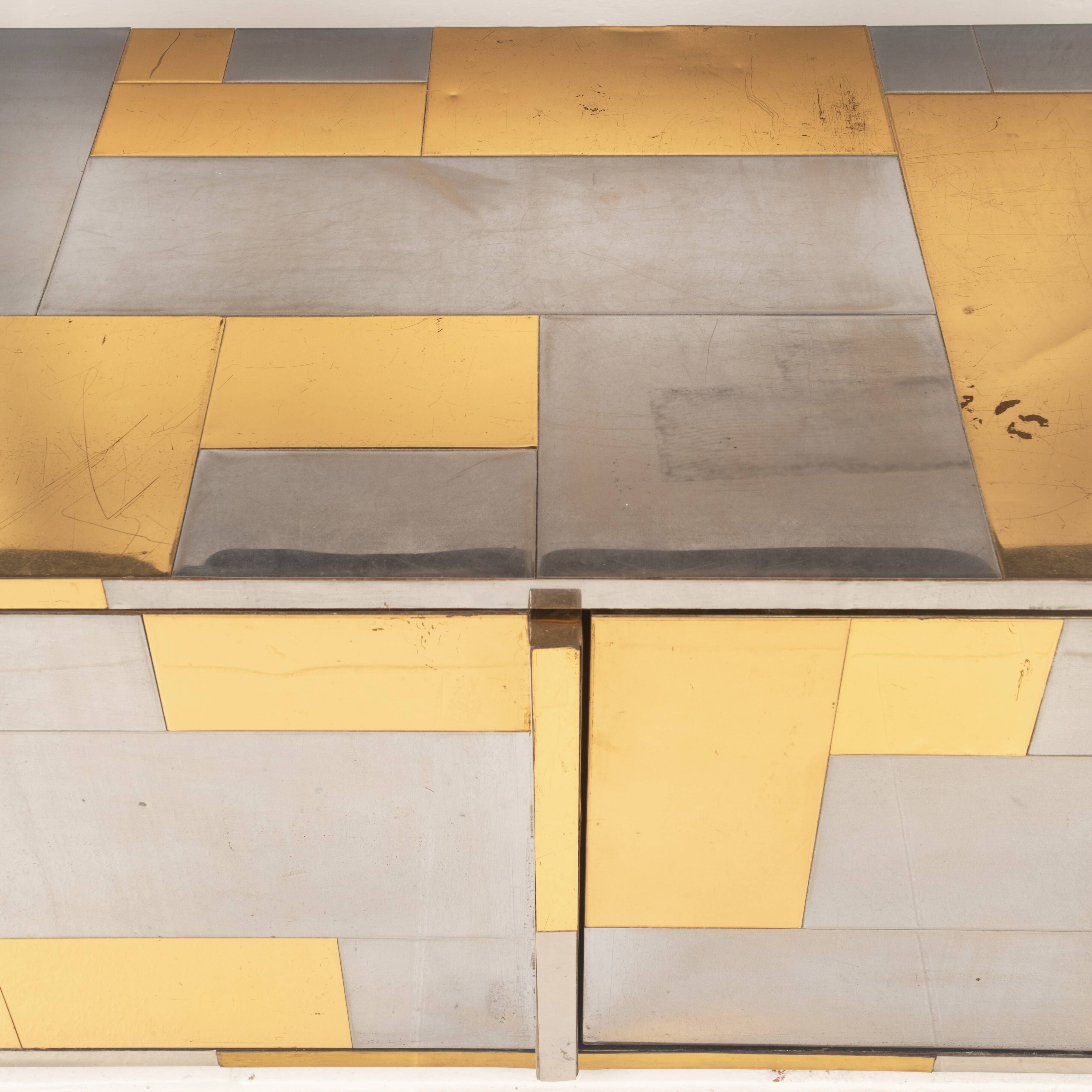 Paul Evans Cityscape Brass and Stainless Steel Bookcase, First Series, 1971