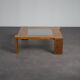 Table basse moderniste en wengé et verre, Pays-Bas, années 1970