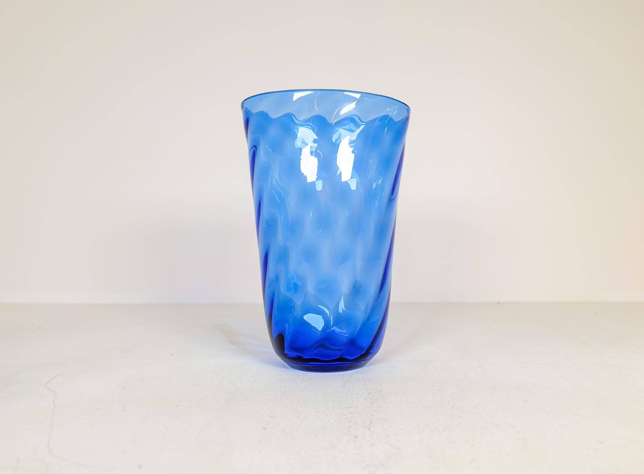 Art Deco Set of 6 Sculpted Glass Vases Handmade Reijmyre, Sweden, 1930s