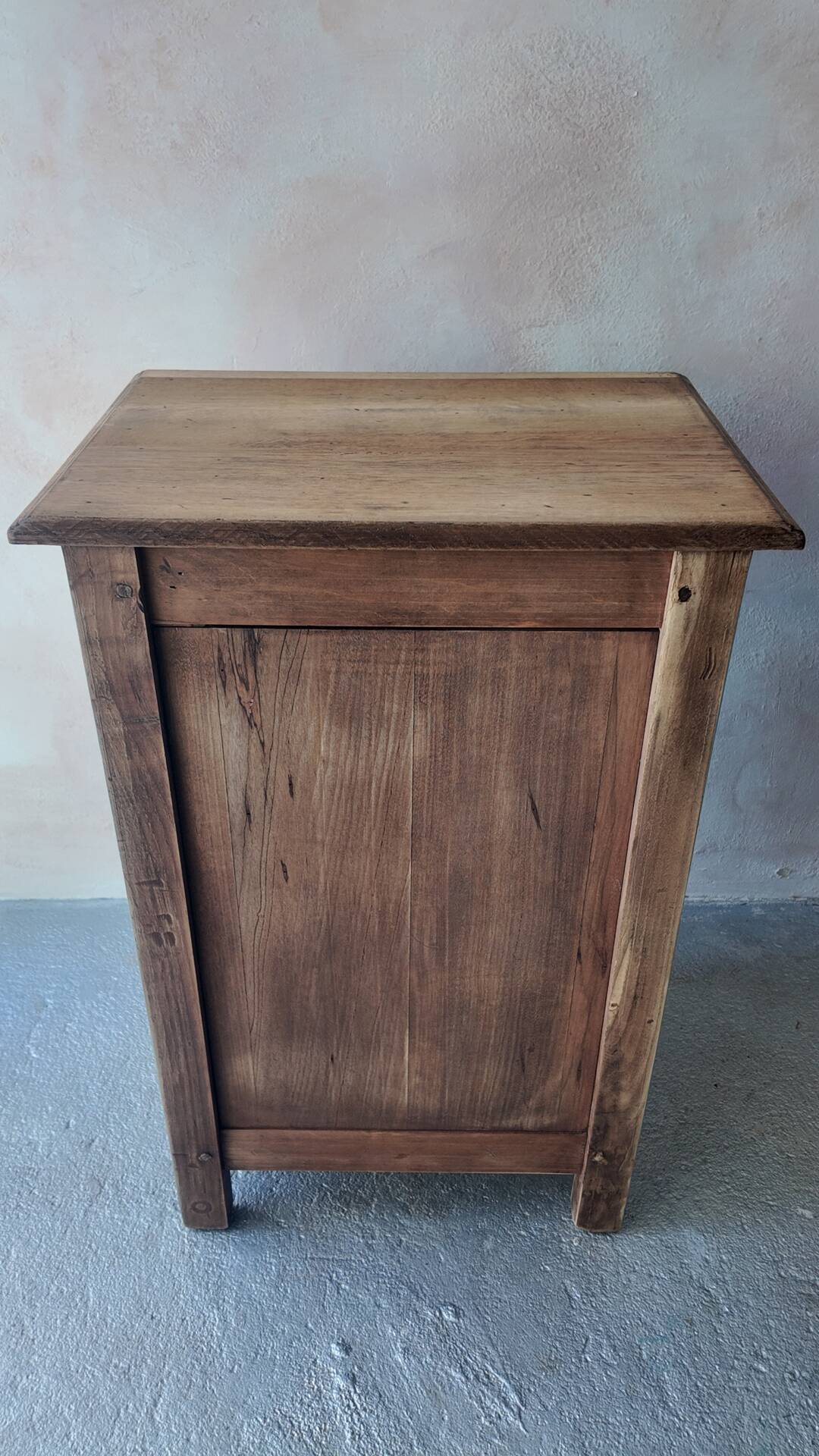 Small vintage side table in sage green patina and solid wood.