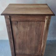 Small vintage side table in sage green patina and solid wood.
