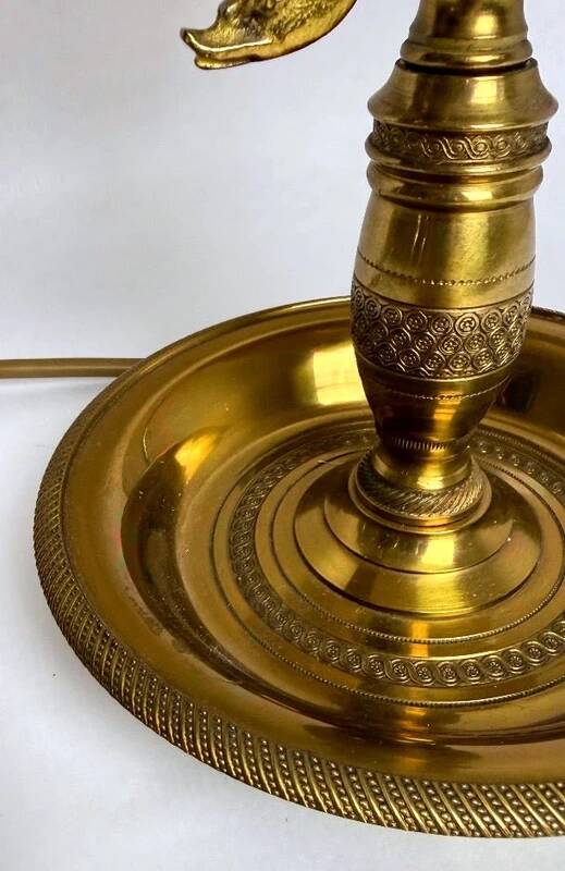 Bronze bouillotte lamp, Empire style, with dimmer switch.