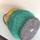 Vintage clothing colorful Wicker bottle green yellow and gray