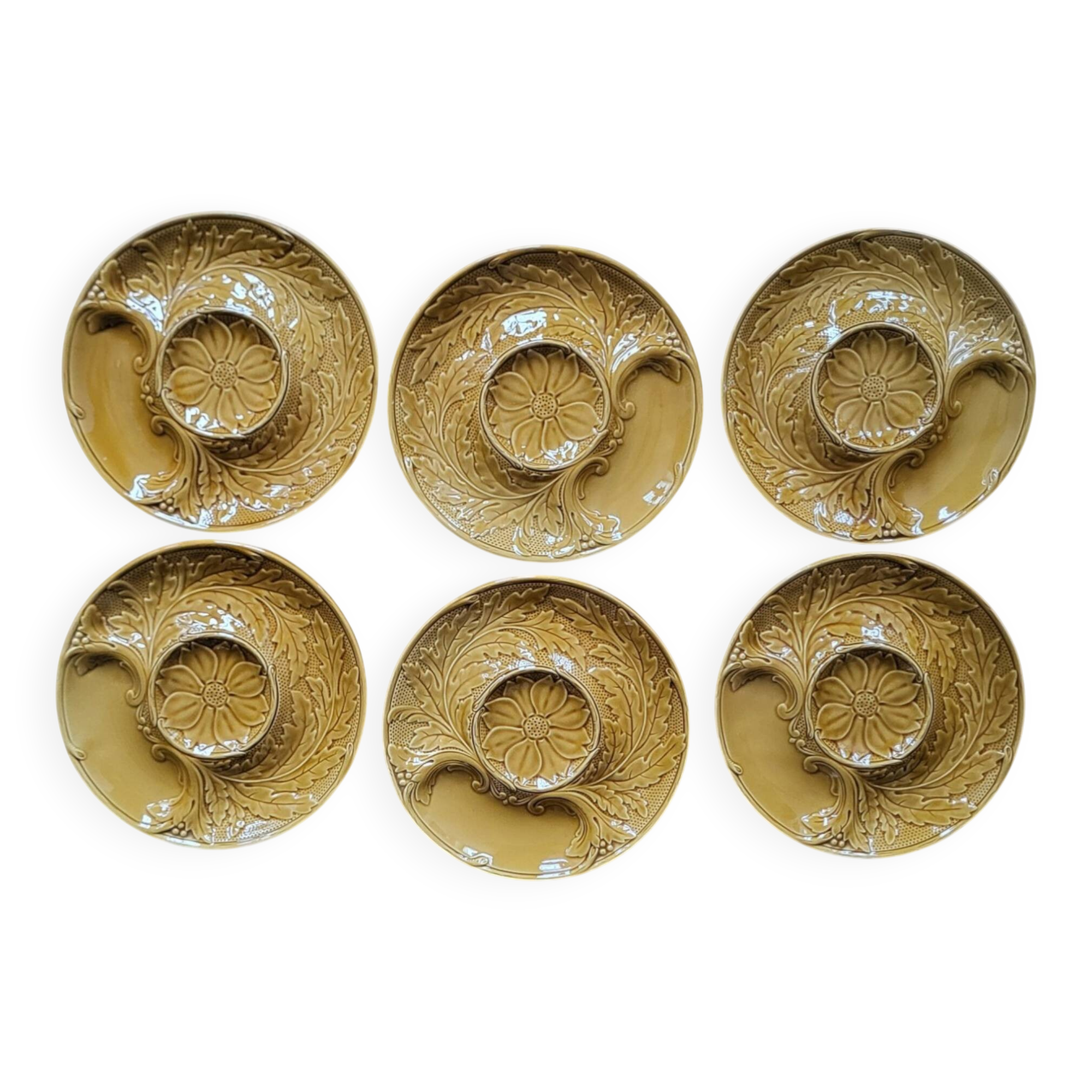 6 artichoke plates Barbotine Gien