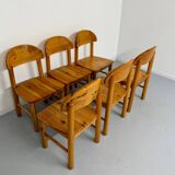 Set of 6 solid pine chairs, Scandinavian design, Reiner Daumiller