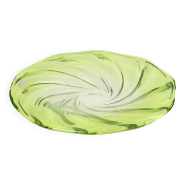 XXL Fruit Bowl Val Saint Lambert Crystal Lime Green 40cm