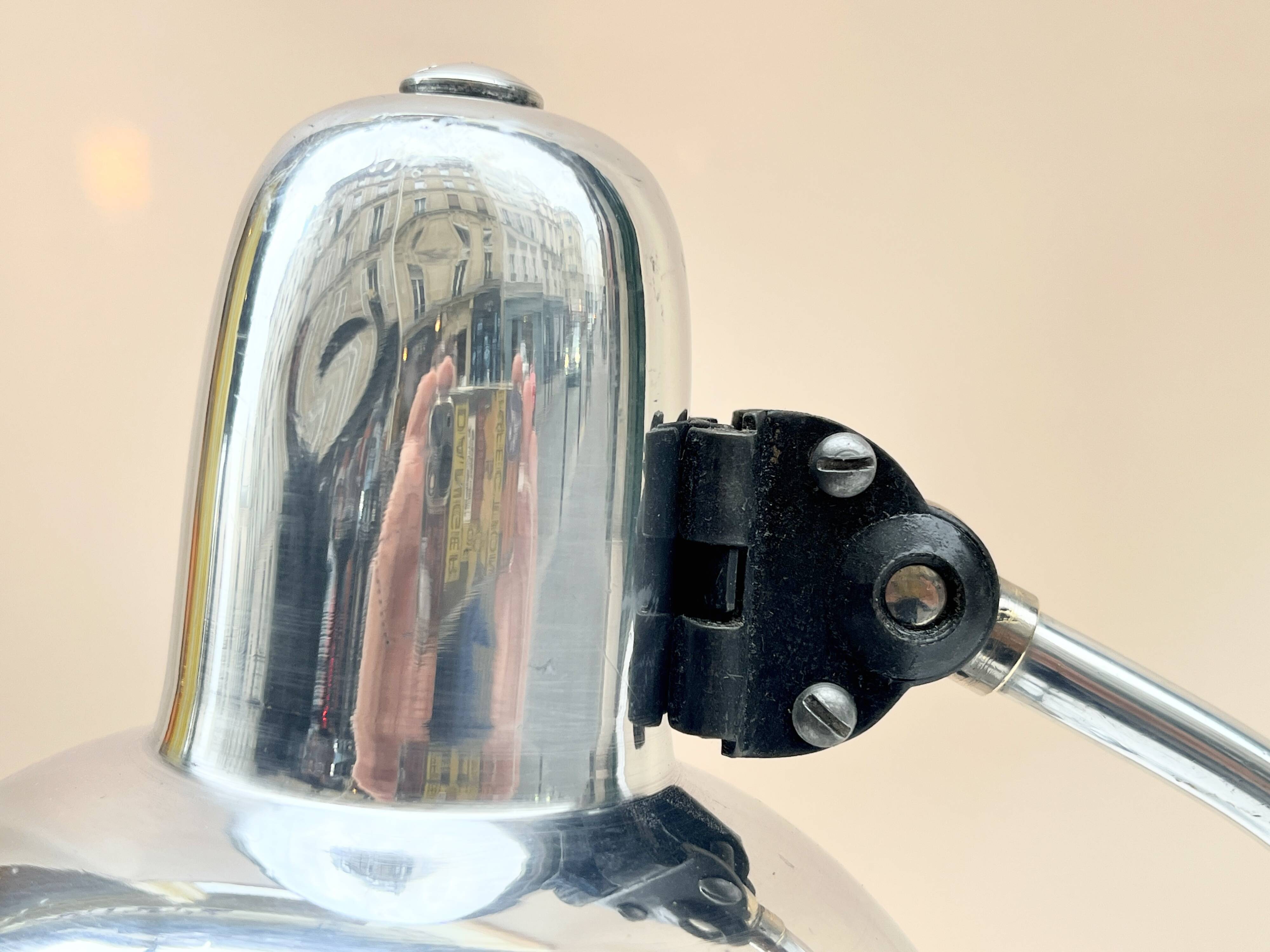 Industrial swan neck desk lamp 1950 in polished metal Bauhaus type