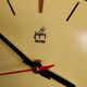 Vintage Formica clock silent asymmetrical wall pendulum "Yellow Japy"