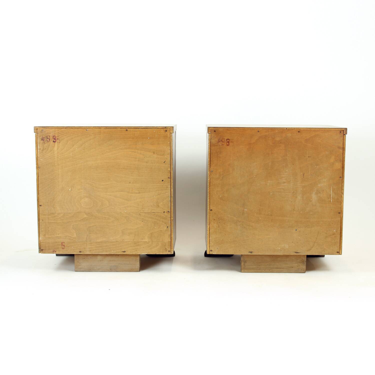 Minimalistic Art Deco Bedside Tables In Walnut Veneer, Czechoslovakia 1930s