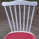 Set of 4 Scandinavian style chairs from the 50s in white lacquered wood and red skaï patties