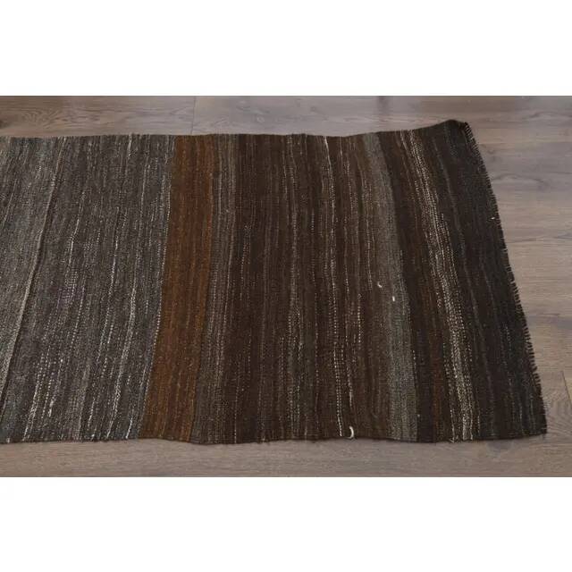Vintage Turkish Oushak Handmade Wool Cotton Brown Runner Rug 75x254