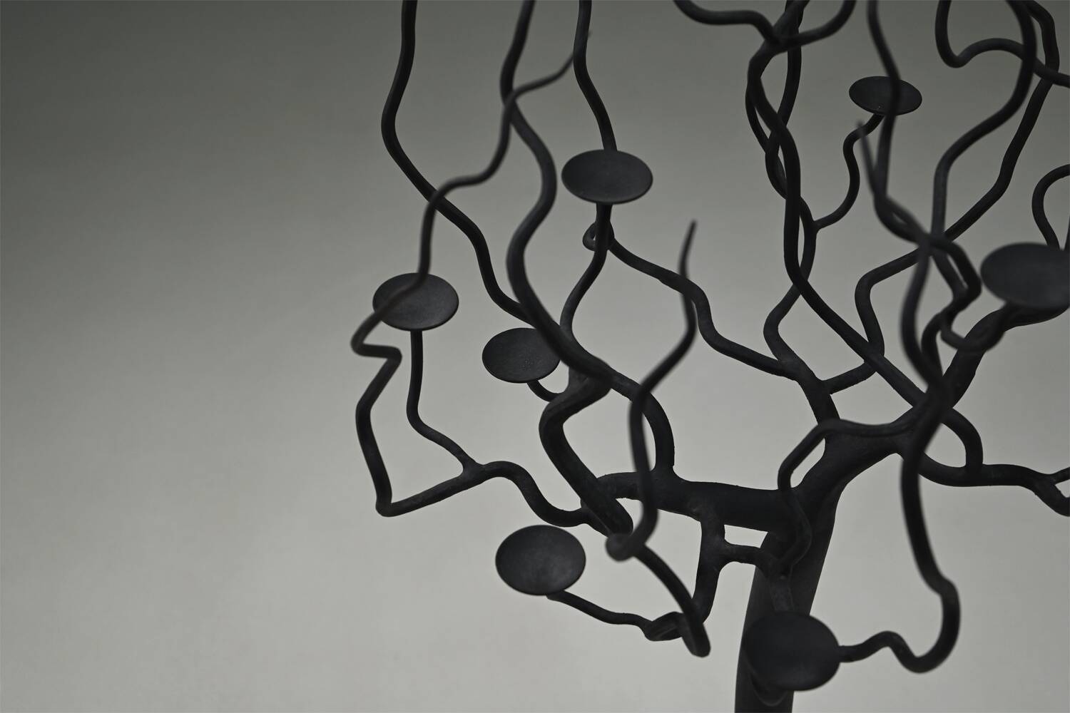 Black brutalist tree floor candle holder “tree of life”, 1970s.