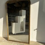 Large gilded mirror 19th century rounded corners mercury glass Louis XVI style