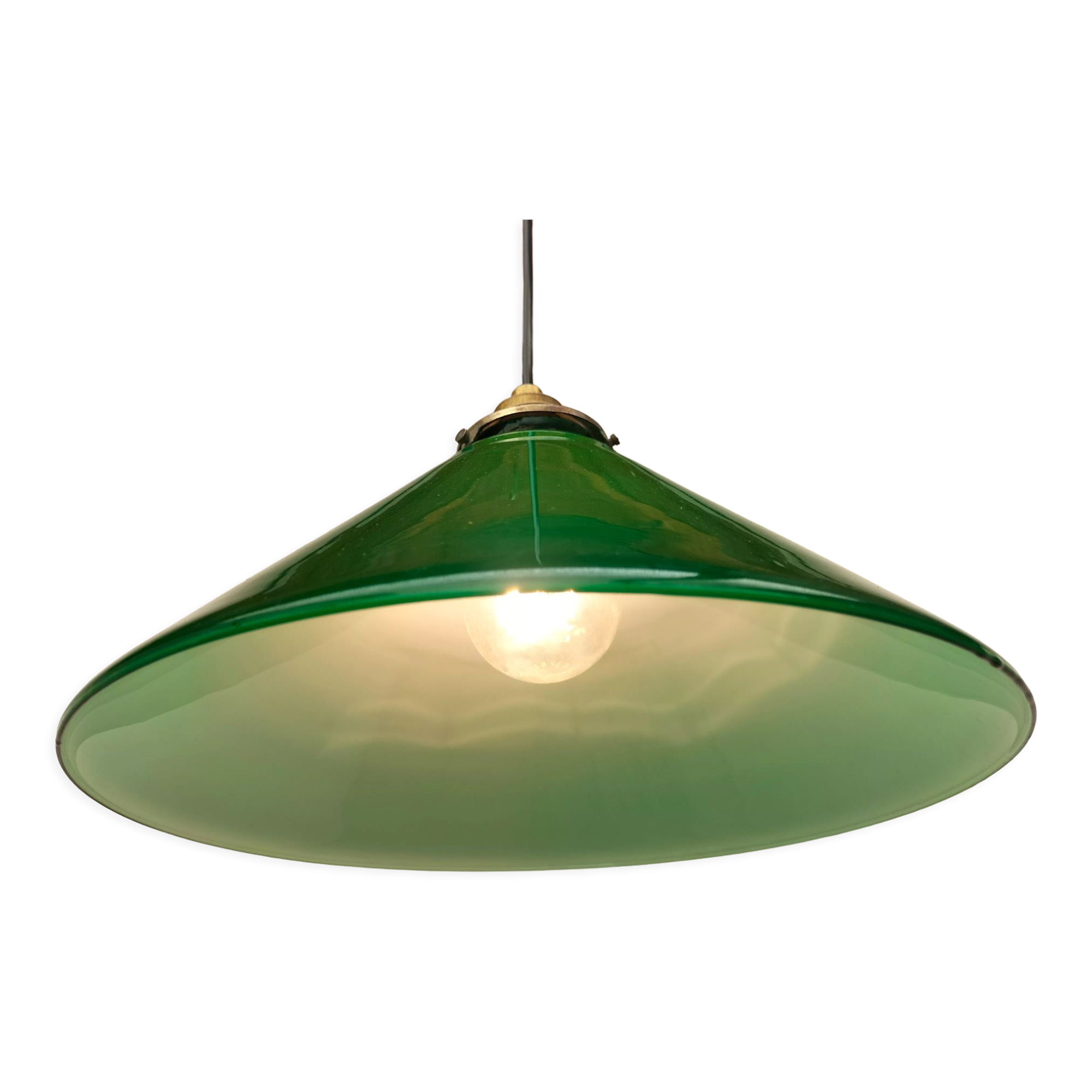 Old green opaline lamp