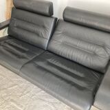 Black leather sofa Nova Roche Bobois