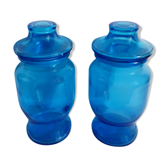 Flacons Lever vintage en verre bleu  60