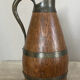 Beaune brandy pitcher in solid oak with brass rims 1970s