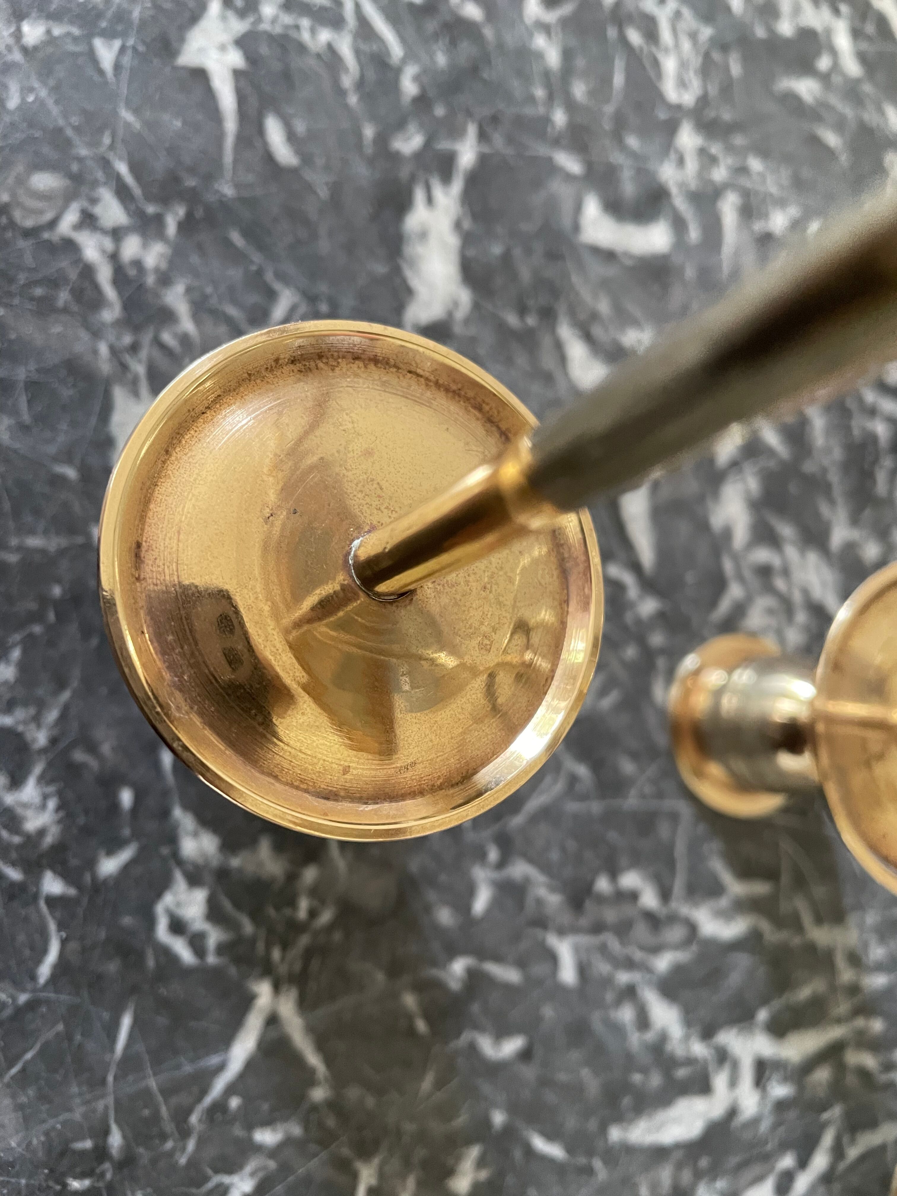 Golden brass candle holder