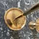 Golden brass candle holder