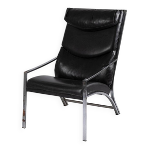Fauteuil en cuir et métal