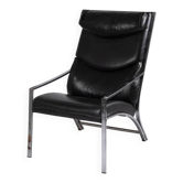 Fauteuil en cuir et métal
