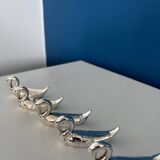 Set of 8 Vintage Silver Metal Knife Holders - Elegant Swan Shape