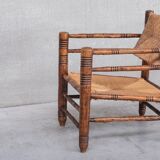 Mid-century rush oak french armchair