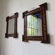 Pair of wooden mirrors in tramp art style