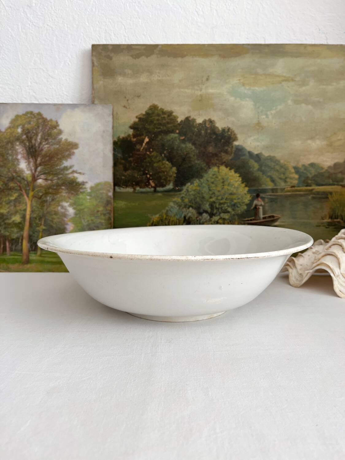 Antique ironstone salad bowl from Creil and Montereau