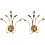 Sputnik chandelier 6 arm brass hammered 1950 s