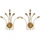 Sputnik chandelier 6 arm brass hammered 1950 s